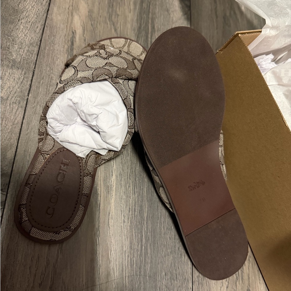 OAK Brown Logo-Print Slide Mules - Picture 3 of 4